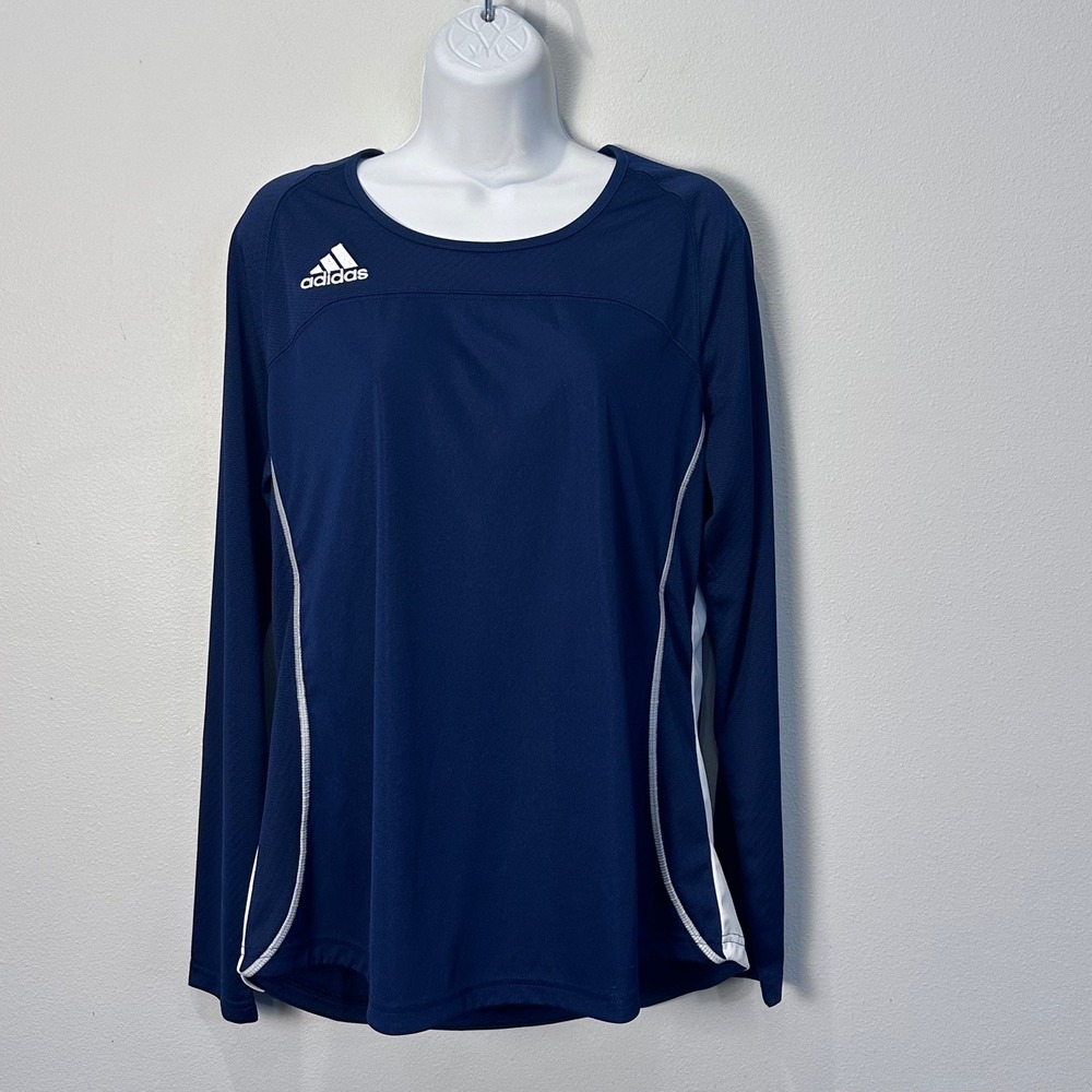 Adidas ClimaCool Womens Long‎ Sleeve Workout Athletic Shirt Navy Blue Size L